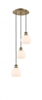 Athens - 3 Light - 12 inch - Antique Brass - Cord Hung - Multi Pendant (3442|113B-3P-AB-G121-6)
