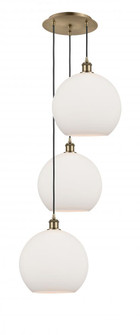 Athens - 3 Light - 18 inch - Antique Brass - Cord Hung - Multi Pendant (3442|113B-3P-AB-G121-12)