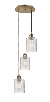 Cobbleskill - 3 Light - 12 inch - Antique Brass - Cord Hung - Multi Pendant (3442|113B-3P-AB-G112C-5CL)