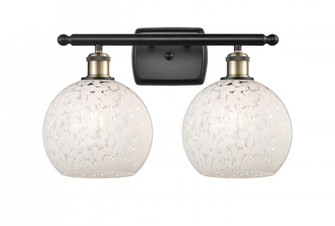 White Mouchette - 2 Light - 18 inch - Black Antique Brass - Bath Vanity Light (3442|516-2W-BAB-G1216-8WM)