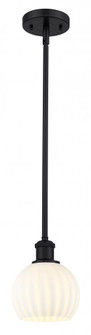 White Venetian - 1 Light - 6 inch - Matte Black - Mini Pendant (3442|516-1S-BK-G1217-6WV)