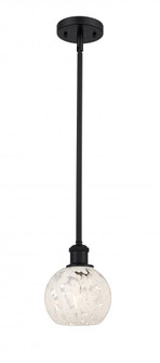 White Mouchette - 1 Light - 6 inch - Matte Black - Mini Pendant (3442|516-1S-BK-G1216-6WM)