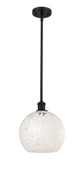 White Mouchette - 1 Light - 10 inch - Matte Black - Mini Pendant (3442|516-1S-BK-G1216-10WM)