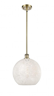 White Mouchette - 1 Light - 12 inch - Antique Brass - Mini Pendant (3442|516-1S-AB-G1216-12WM)