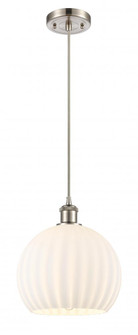 White Venetian - 1 Light - 10 inch - Brushed Satin Nickel - Cord Hung - Mini Pendant (3442|516-1P-SN-G1217-10WV)