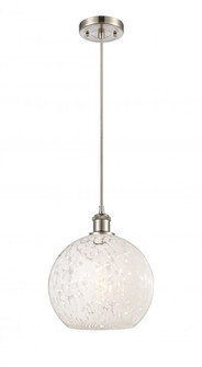 White Mouchette - 1 Light - 10 inch - Brushed Satin Nickel - Cord Hung - Mini Pendant (3442|516-1P-SN-G1216-10WM)