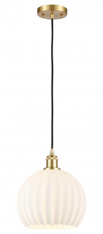 White Venetian - 1 Light - 10 inch - Satin Gold - Cord Hung - Mini Pendant (3442|516-1P-SG-G1217-10WV)