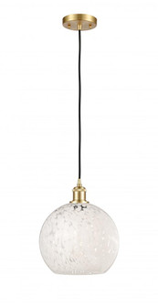 White Mouchette - 1 Light - 10 inch - Satin Gold - Cord Hung - Mini Pendant (3442|516-1P-SG-G1216-10WM)