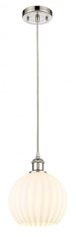 White Venetian - 1 Light - 8 inch - Polished Nickel - Cord Hung - Mini Pendant (3442|516-1P-PN-G1217-8WV)