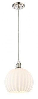White Venetian - 1 Light - 10 inch - Polished Nickel - Cord Hung - Mini Pendant (3442|516-1P-PN-G1217-10WV)