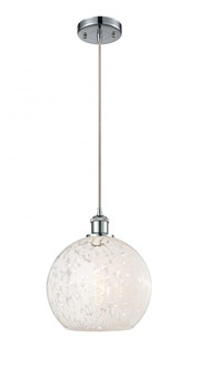 White Mouchette - 1 Light - 10 inch - Polished Chrome - Cord Hung - Mini Pendant (3442|516-1P-PC-G1216-10WM)