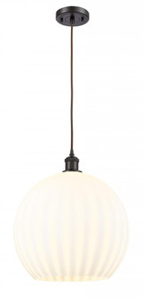 White Venetian - 1 Light - 14 inch - Oil Rubbed Bronze - Cord Hung - Pendant (3442|516-1P-OB-G1217-14WV)