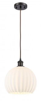White Venetian - 1 Light - 10 inch - Oil Rubbed Bronze - Cord Hung - Mini Pendant (3442|516-1P-OB-G1217-10WV)