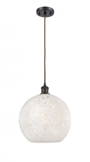 White Mouchette - 1 Light - 12 inch - Oil Rubbed Bronze - Cord Hung - Mini Pendant (3442|516-1P-OB-G1216-12WM)