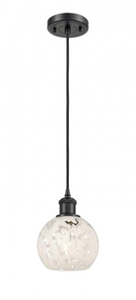 White Mouchette - 1 Light - 6 inch - Matte Black - Cord Hung - Mini Pendant (3442|516-1P-BK-G1216-6WM)