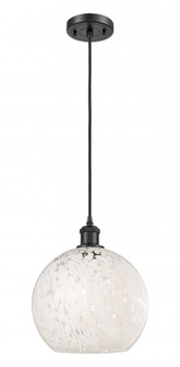 White Mouchette - 1 Light - 10 inch - Matte Black - Cord Hung - Mini Pendant (3442|516-1P-BK-G1216-10WM)