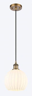 White Venetian - 1 Light - 8 inch - Brushed Brass - Cord Hung - Mini Pendant (3442|516-1P-BB-G1217-8WV)
