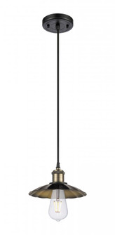 Scallop - 1 Light - 8 inch - Black Antique Brass - Cord Hung - Mini Pendant (3442|516-1P-BAB-M17-BK)