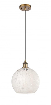 White Mouchette - 1 Light - 10 inch - Brushed Brass - Cord Hung - Mini Pendant (3442|516-1P-BB-G1216-10WM)