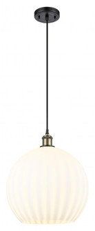 White Venetian - 1 Light - 14 inch - Black Antique Brass - Cord Hung - Pendant (3442|516-1P-BAB-G1217-14WV)