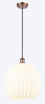 White Venetian - 1 Light - 14 inch - Antique Copper - Cord Hung - Pendant (3442|516-1P-AC-G1217-14WV)