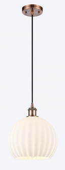 White Venetian - 1 Light - 10 inch - Antique Copper - Cord Hung - Mini Pendant (3442|516-1P-AC-G1217-10WV)