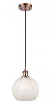 White Mouchette - 1 Light - 8 inch - Antique Copper - Cord Hung - Mini Pendant (3442|516-1P-AC-G1216-8WM)
