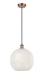 White Mouchette - 1 Light - 12 inch - Antique Copper - Cord Hung - Mini Pendant (3442|516-1P-AC-G1216-12WM)
