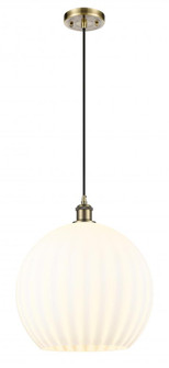 White Venetian - 1 Light - 14 inch - Antique Brass - Cord Hung - Pendant (3442|516-1P-AB-G1217-14WV)