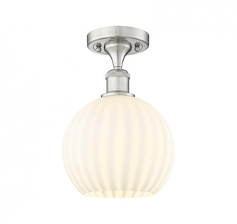 White Venetian - 1 Light - 8 inch - Brushed Satin Nickel - Semi-Flush Mount (3442|516-1C-SN-G1217-8WV)