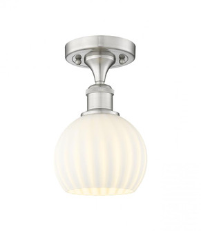 White Venetian - 1 Light - 6 inch - Brushed Satin Nickel - Semi-Flush Mount (3442|516-1C-SN-G1217-6WV)