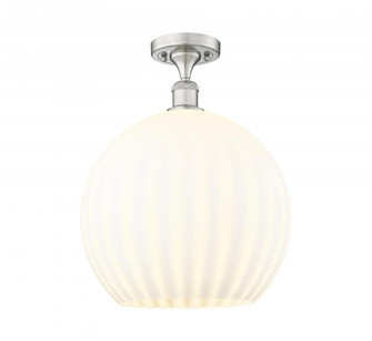 White Venetian - 1 Light - 14 inch - Brushed Satin Nickel - Semi-Flush Mount (3442|516-1C-SN-G1217-14WV)