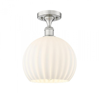 White Venetian - 1 Light - 10 inch - Brushed Satin Nickel - Semi-Flush Mount (3442|516-1C-SN-G1217-10WV)