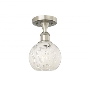 White Mouchette - 1 Light - 6 inch - Brushed Satin Nickel - Semi-Flush Mount (3442|516-1C-SN-G1216-6WM)