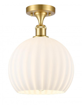 White Venetian - 1 Light - 10 inch - Satin Gold - Semi-Flush Mount (3442|516-1C-SG-G1217-10WV)