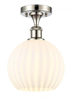 White Venetian - 1 Light - 8 inch - Polished Nickel - Semi-Flush Mount (3442|516-1C-PN-G1217-8WV)