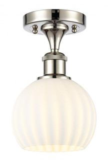 White Venetian - 1 Light - 6 inch - Polished Nickel - Semi-Flush Mount (3442|516-1C-PN-G1217-6WV)