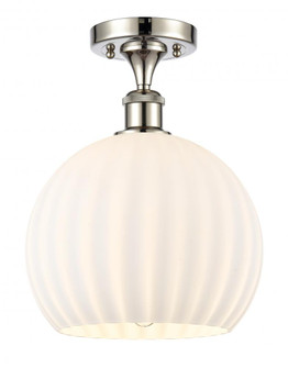White Venetian - 1 Light - 10 inch - Polished Nickel - Semi-Flush Mount (3442|516-1C-PN-G1217-10WV)
