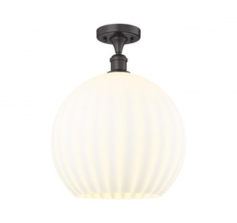 White Venetian - 1 Light - 14 inch - Oil Rubbed Bronze - Semi-Flush Mount (3442|516-1C-OB-G1217-14WV)