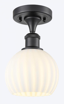 White Venetian - 1 Light - 6 inch - Matte Black - Semi-Flush Mount (3442|516-1C-BK-G1217-6WV)