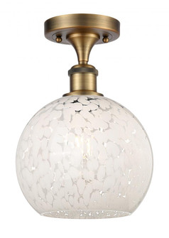 White Mouchette - 1 Light - 8 inch - Brushed Brass - Semi-Flush Mount (3442|516-1C-BB-G1216-8WM)