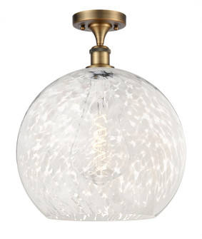 White Mouchette - 1 Light - 14 inch - Brushed Brass - Semi-Flush Mount (3442|516-1C-BB-G1216-14WM)