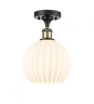 White Venetian - 1 Light - 8 inch - Black Antique Brass - Semi-Flush Mount (3442|516-1C-BAB-G1217-8WV)