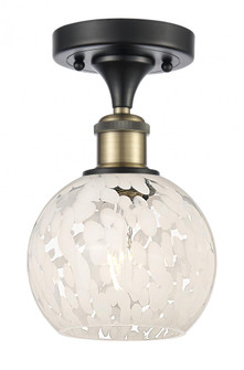 White Mouchette - 1 Light - 6 inch - Black Antique Brass - Semi-Flush Mount (3442|516-1C-BAB-G1216-6WM)