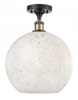 White Mouchette - 1 Light - 12 inch - Black Antique Brass - Semi-Flush Mount (3442|516-1C-BAB-G1216-12WM)