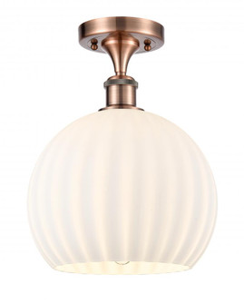 White Venetian - 1 Light - 10 inch - Antique Copper - Semi-Flush Mount (3442|516-1C-AC-G1217-10WV)