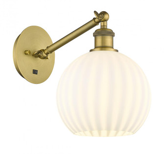 White Venetian - 1 Light - 8 inch - Brushed Brass - Adjustable Sconce (3442|317-1W-BB-G1217-8WV)