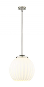 White Venetian - 1 Light - 14 inch - Brushed Satin Nickel - Stem Hung - Pendant (3442|221-1S-SN-G1217-14WV)