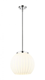 White Venetian - 1 Light - 14 inch - Polished Chrome - Stem Hung - Pendant (3442|221-1S-PC-G1217-14WV)