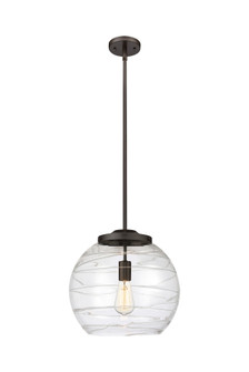 Athens Deco Swirl - 1 Light - 14 inch - Oil Rubbed Bronze - Stem Hung - Pendant (3442|221-1S-OB-G1213-14CL)